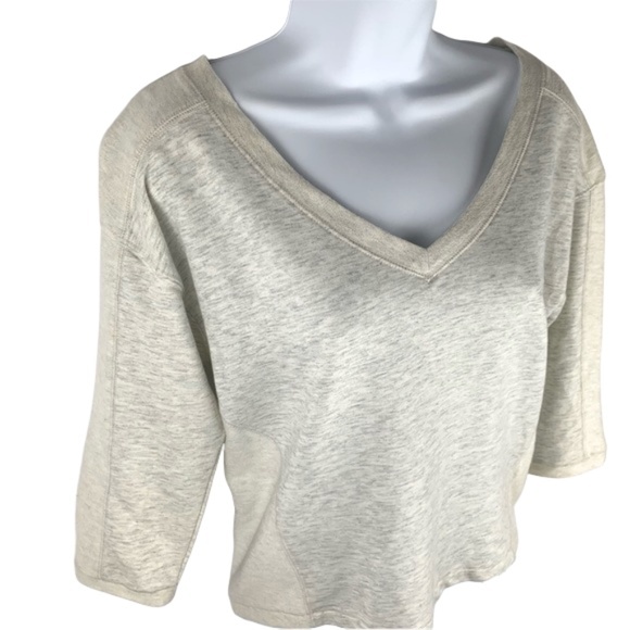 SO V-Neck Crop Top Tee Stone Heather - Picture 1 of 17